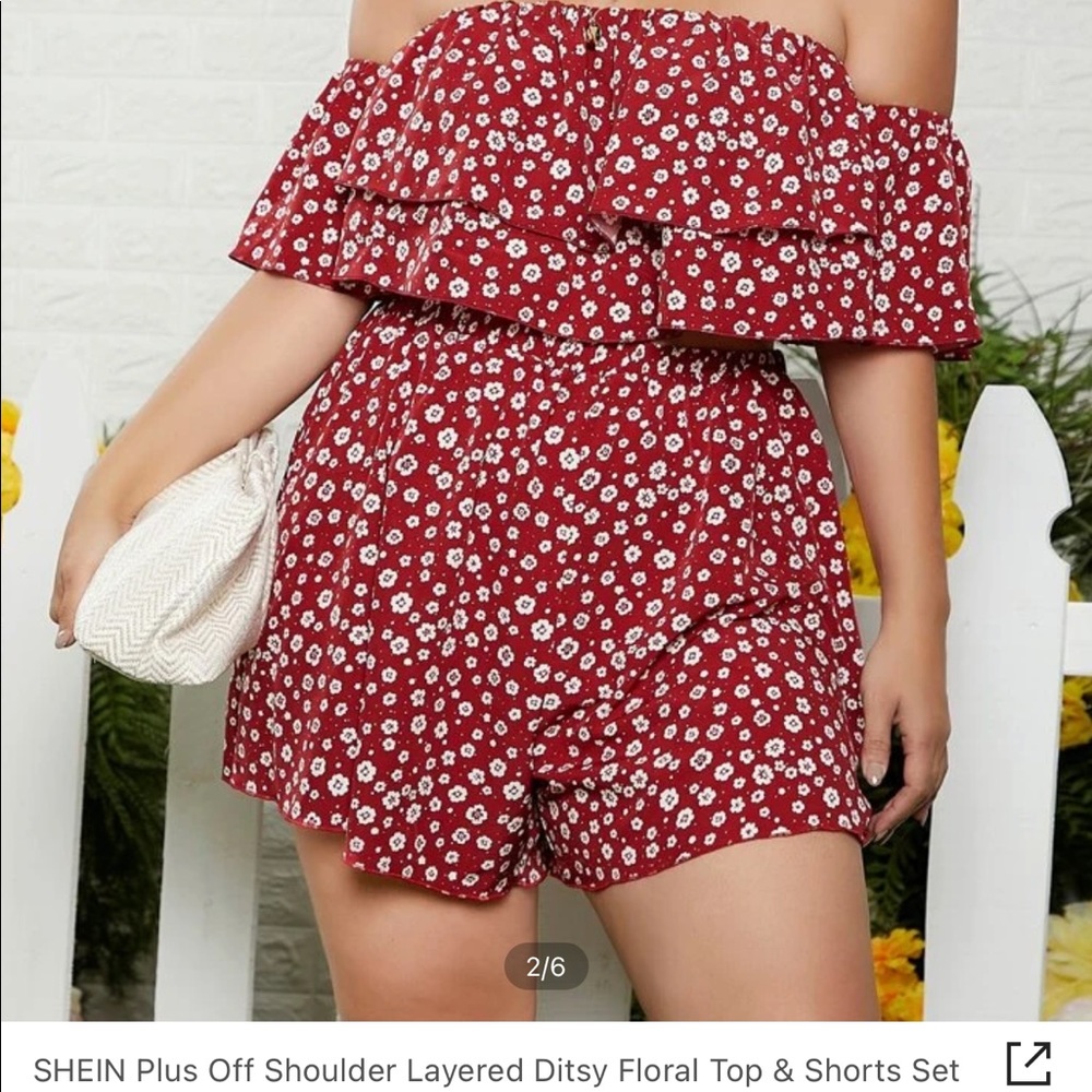 Two piece over the shoulder top and shorts